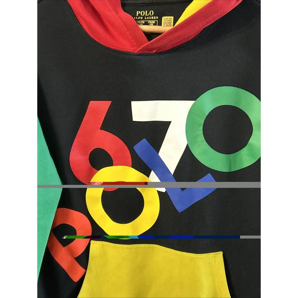 Polo Ralph Lauren Hoodie T-Shirt Boys XL 18-20 PLR67 Graphic Colorblock